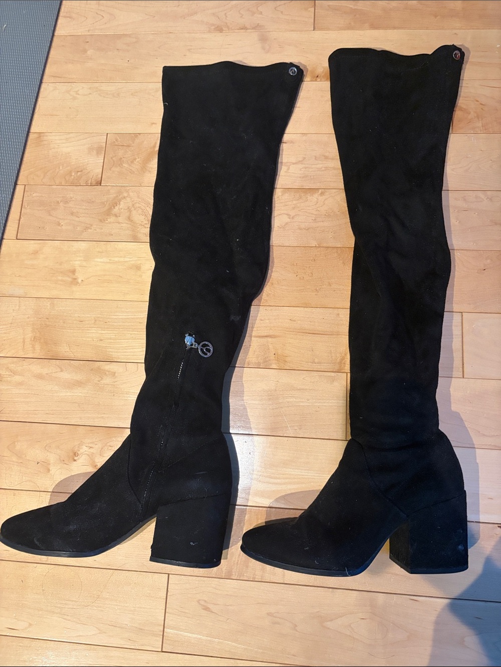 Classic Black Over-the-Knee Block Heel Boots